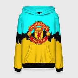 Толстовка-худи женская Манчестер Юнайтед текстура, цвет: 3D-черный