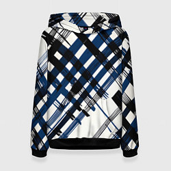 Женская толстовка Косая клетка бело-синяя