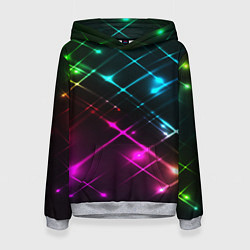 Толстовка-худи женская Неоновый свет абстракция, цвет: 3D-меланж