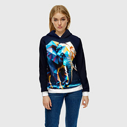 Толстовка-худи женская Большой полигональный слон, цвет: 3D-белый — фото 2