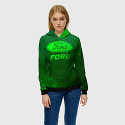 Толстовка-худи женская Ford - green gradient, цвет: 3D-черный — фото 2