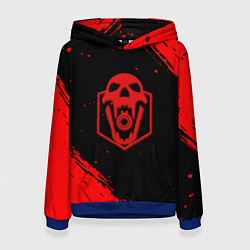 Толстовка-худи женская Rainbow six краски полосы, цвет: 3D-синий