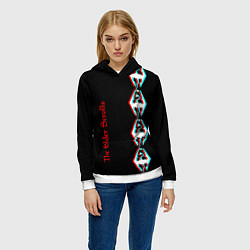 Толстовка-худи женская The Elder Scrolls glitch logo, цвет: 3D-белый — фото 2