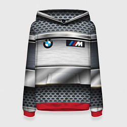 Толстовка-худи женская BMW metal texture, цвет: 3D-красный