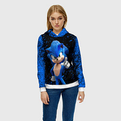 Толстовка-худи женская Sonic - sega, цвет: 3D-белый — фото 2