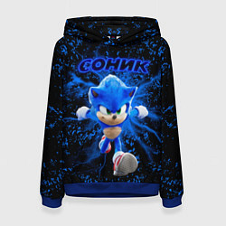 Толстовка-худи женская Sonic молнии, цвет: 3D-синий
