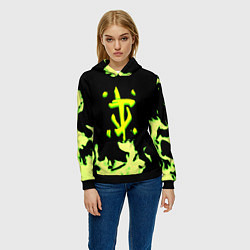 Толстовка-худи женская Doom кислотное лого огонь, цвет: 3D-черный — фото 2