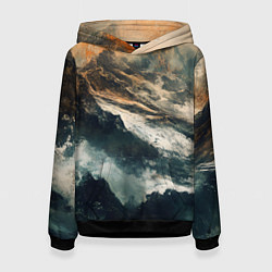 Толстовка-худи женская Иллюстрация хаоса в грубом стиле, цвет: 3D-черный