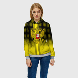 Толстовка-худи женская Герб РФ лого текстура, цвет: 3D-меланж — фото 2