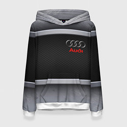 Толстовка-худи женская Audi metal texture, цвет: 3D-белый