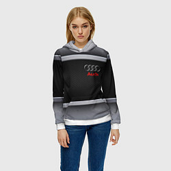 Толстовка-худи женская Audi metal texture, цвет: 3D-белый — фото 2