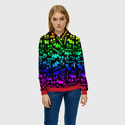 Толстовка-худи женская Marshmello neon steel pattern, цвет: 3D-красный — фото 2