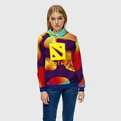 Толстовка-худи женская Dota 2 неоновая абстракция, цвет: 3D-синий — фото 2
