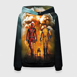 Толстовка-худи женская Дэдпул и Росомаха - Догпуля, цвет: 3D-черный