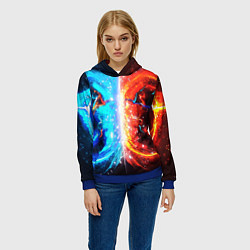 Толстовка-худи женская Битва планет абстракция, цвет: 3D-синий — фото 2