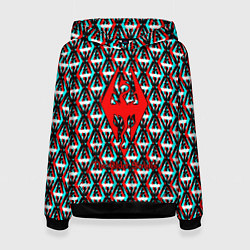 Толстовка-худи женская The Elder Scrolls glitch pattern, цвет: 3D-черный