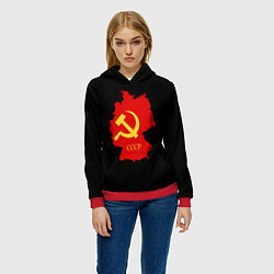 Толстовка-худи женская СССР материк, цвет: 3D-красный — фото 2