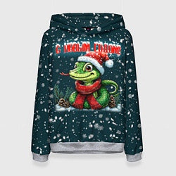 Толстовка-худи женская С новым годом змеи, цвет: 3D-меланж