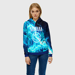 Толстовка-худи женская Nirvana electro, цвет: 3D-синий — фото 2