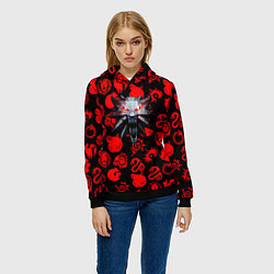 Толстовка-худи женская The Witcher anime pattern, цвет: 3D-черный — фото 2