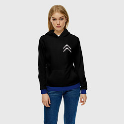 Толстовка-худи женская Citroen logo auto, цвет: 3D-синий — фото 2