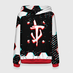 Толстовка-худи женская Doom hexagon glitch color, цвет: 3D-красный