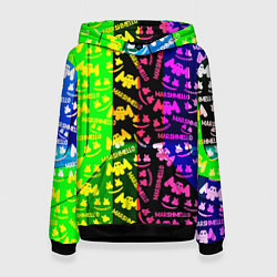 Толстовка-худи женская Marshmello pattern neon steel, цвет: 3D-черный