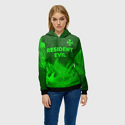 Толстовка-худи женская Resident Evil - green gradient посередине, цвет: 3D-черный — фото 2