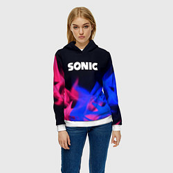 Толстовка-худи женская Sonic neon flame, цвет: 3D-белый — фото 2