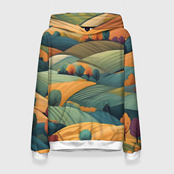 Толстовка-худи женская Луга поля, цвет: 3D-белый