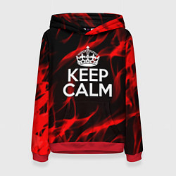 Толстовка-худи женская Keep calm flame red, цвет: 3D-красный