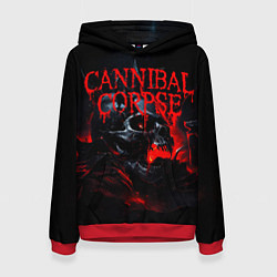 Толстовка-худи женская Cannibal Corpse кровавый череп, цвет: 3D-красный