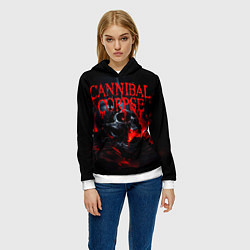 Толстовка-худи женская Cannibal Corpse кровавый череп, цвет: 3D-белый — фото 2