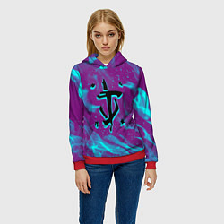 Толстовка-худи женская Doom neon flame, цвет: 3D-красный — фото 2