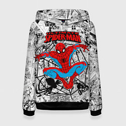 Толстовка-худи женская Человек паук комиксы, цвет: 3D-черный