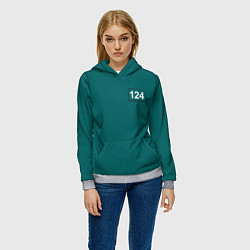 Толстовка-худи женская Игрок 124 - Игра в кальмара, цвет: 3D-меланж — фото 2