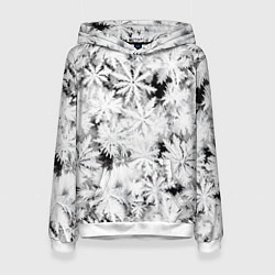 Толстовка-худи женская Рождественский мороз на стекле, цвет: 3D-белый