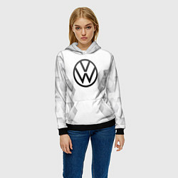 Толстовка-худи женская Volkswagen white poly, цвет: 3D-черный — фото 2