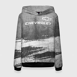 Толстовка-худи женская Chevrolet - grey gradient посередине, цвет: 3D-черный