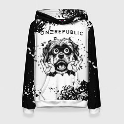 Толстовка-худи женская OneRepublic - рок пес, цвет: 3D-белый