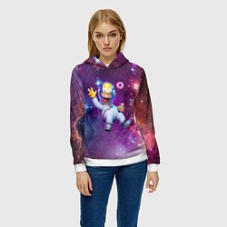 Толстовка-худи женская Homer Simpson in space - ai art, цвет: 3D-белый — фото 2