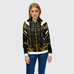 Толстовка-худи женская Gold lines on a black background, цвет: 3D-белый — фото 2