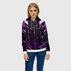 Толстовка-худи женская Purple lines on a black background, цвет: 3D-белый — фото 2