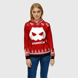 Толстовка-худи женская Новогодний DanMachi с оленями, цвет: 3D-черный — фото 2