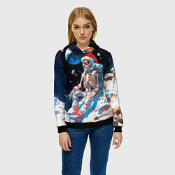 Толстовка-худи женская Санта скелет астронавт, цвет: 3D-черный — фото 2