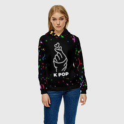 Толстовка-худи женская K Pop конфети, цвет: 3D-черный — фото 2