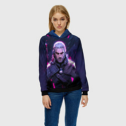 Толстовка-худи женская Geralt - neon rain, цвет: 3D-черный — фото 2