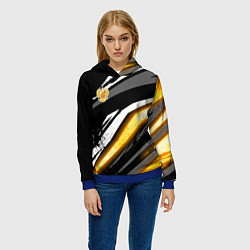 Толстовка-худи женская Герб России - Жёлтое свечение, цвет: 3D-синий — фото 2