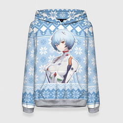 Толстовка-худи женская Rei christmas sweater Evangelion, цвет: 3D-меланж