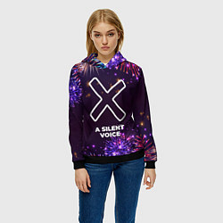 Толстовка-худи женская Праздничный A Silent Voice, цвет: 3D-черный — фото 2